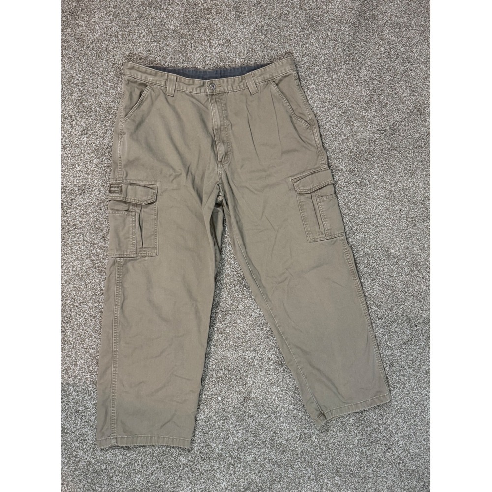 Wrangler Hero Originals Mens Khaki Cargo Pants 38x30 Cotton Twill Straight Leg